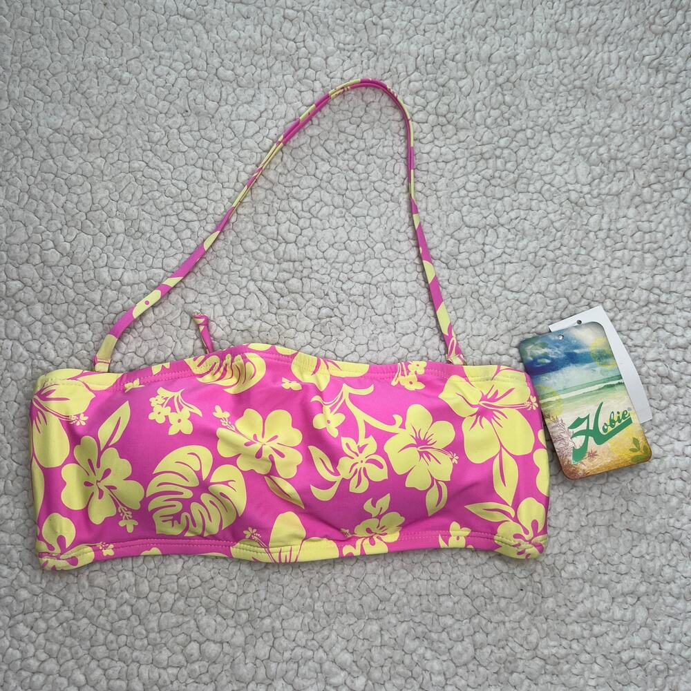 Hobie Pink Yellow Tropical Floral Bikini Top Medium